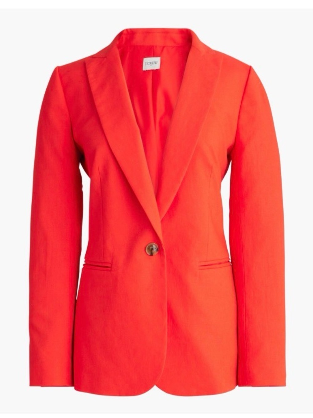 J. Crew Women's Linen Blend Single-Button Blazer Brilliant Orange